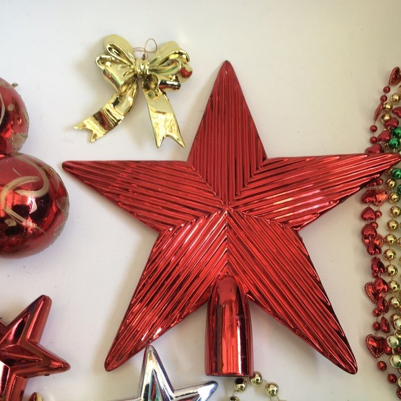 Tree Decorating Starter Kit Christmas Ornaments,Garland,Topper Red, Green Gold - Picture 4 of 9